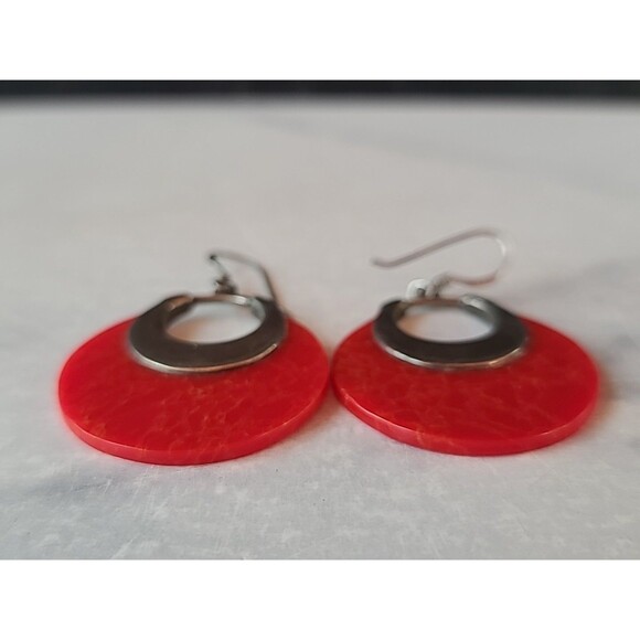 925 Sterling Silver Faux Stone Dangling Pierced Earrings Vintage - Picture 6 of 10